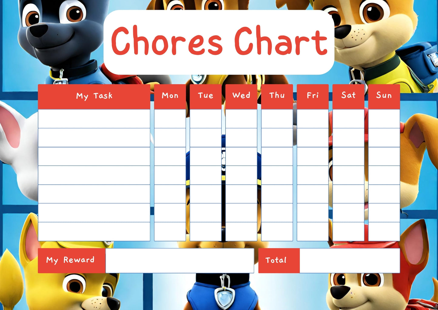 Paw Patrol Chores Chart