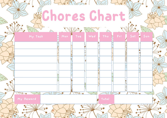 Soft Pink Chores Chart