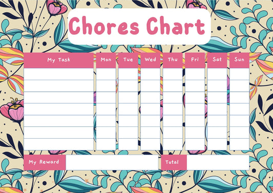 Blue and Pink Chores Chart