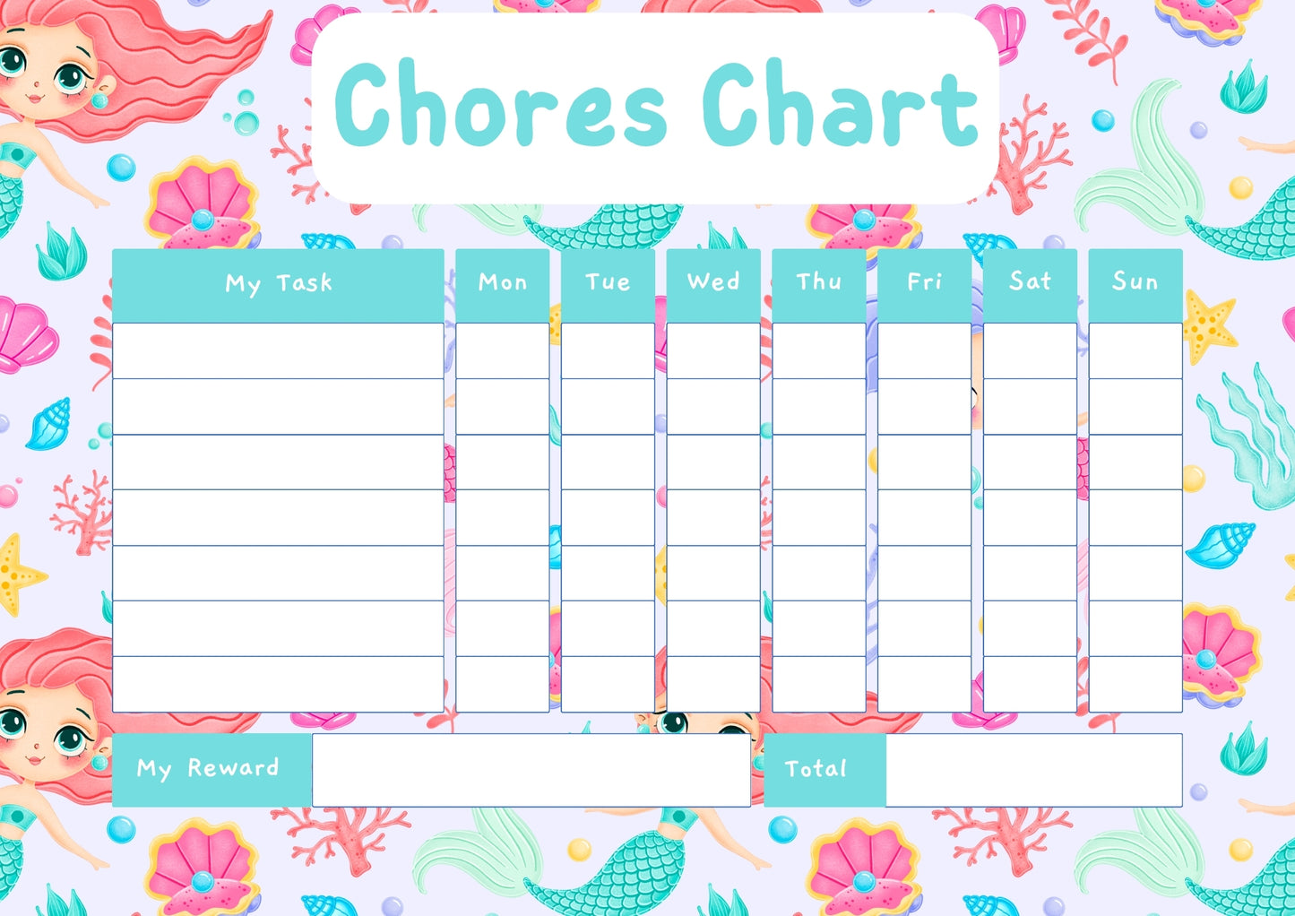 Mermaid Chores Chart